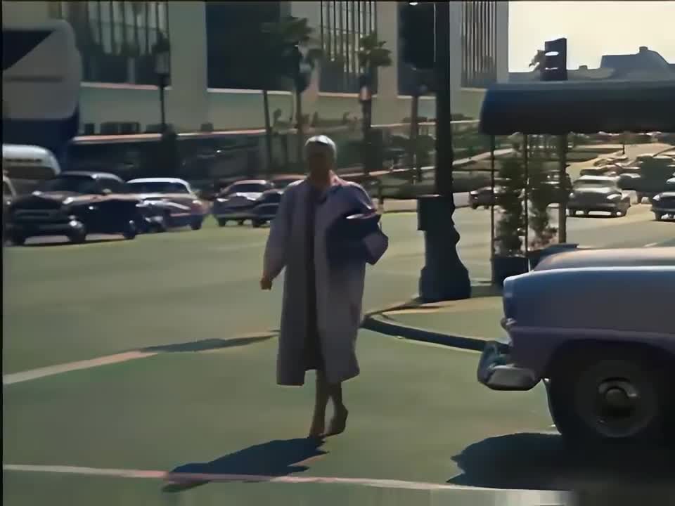 Los Angeles 1950s in color, Street Scene [60fps, Remastered] w_sound design added