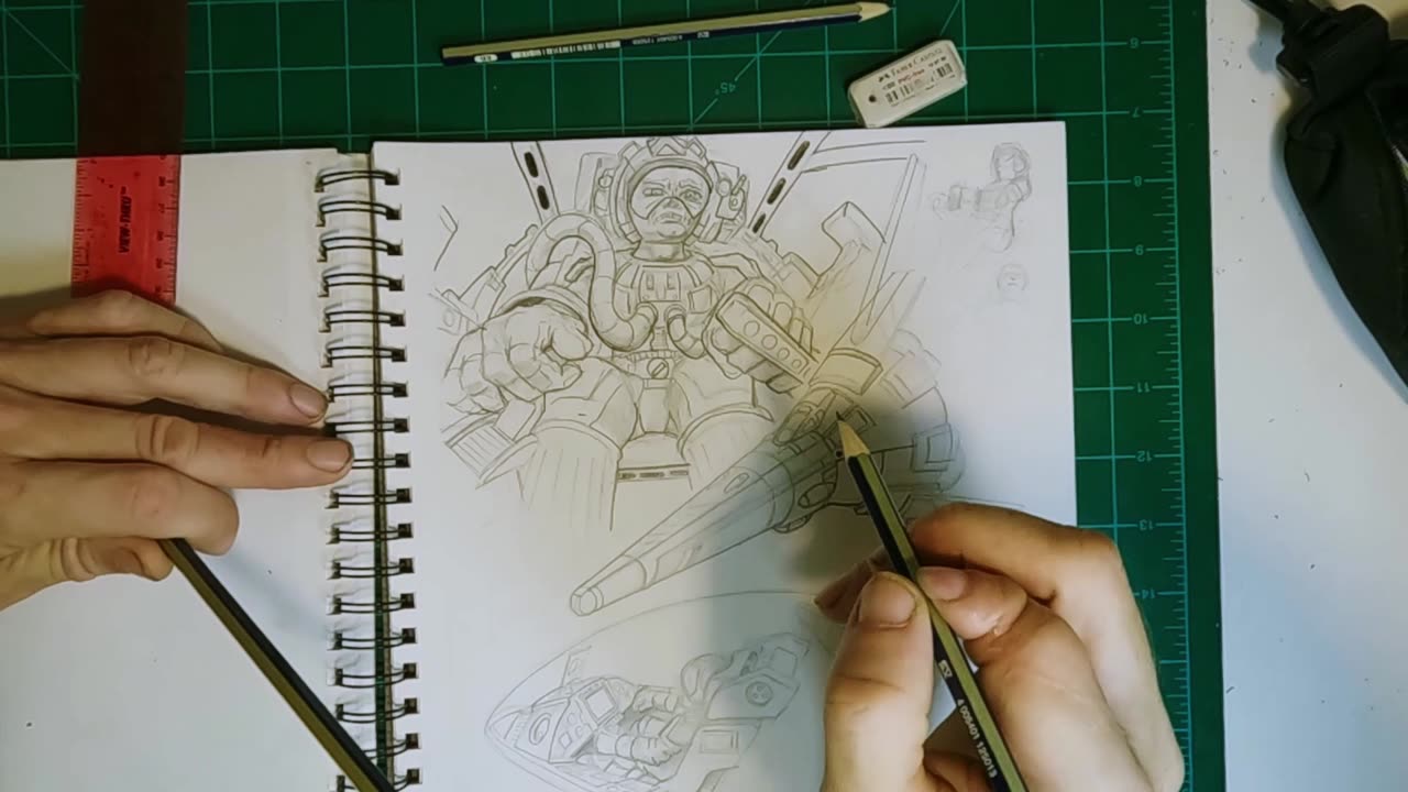 Drawing Fighter craft and pilot