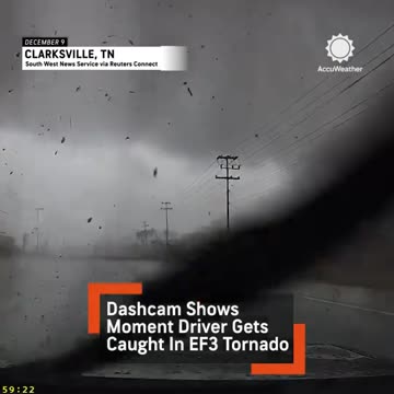 Intense footage captured when a 25-year-old driver was caught inside a deadly tornado
