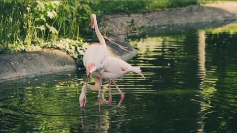 Beautiful flamingos and beautiful nature