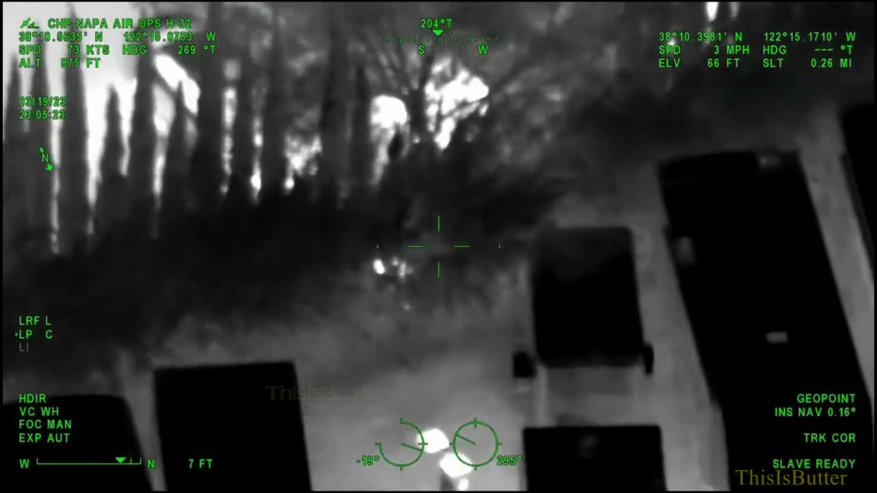 CHP air unit using FLIR to locate suspect who burglarized a storage facility