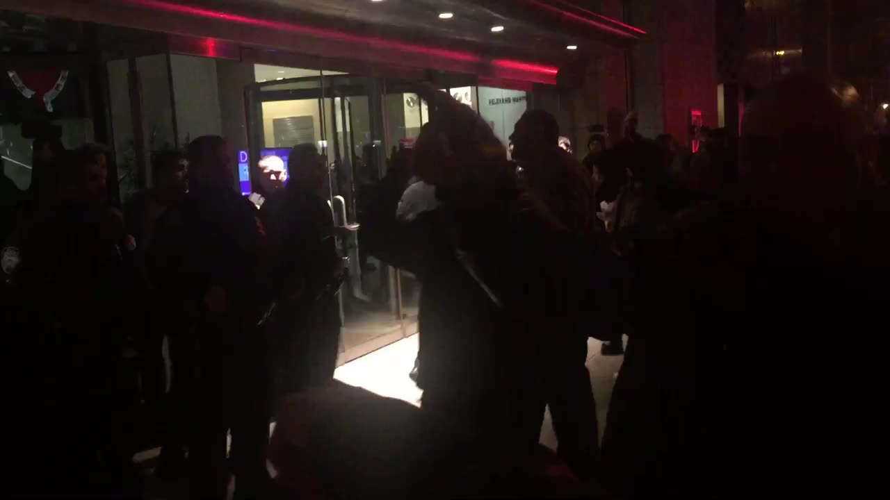 Feb 2 2017 NYU Gavins speech 1.1 Gavin forced to fight his way through Antifa blocking doors