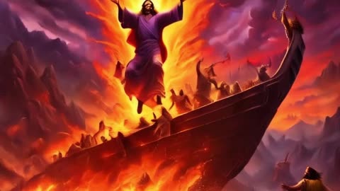 Jesus Christ Throwing Satan Into the Lake Of Fire