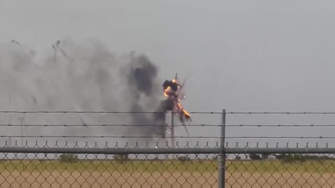 Texas wind turbine on fire spiraling in the wind...