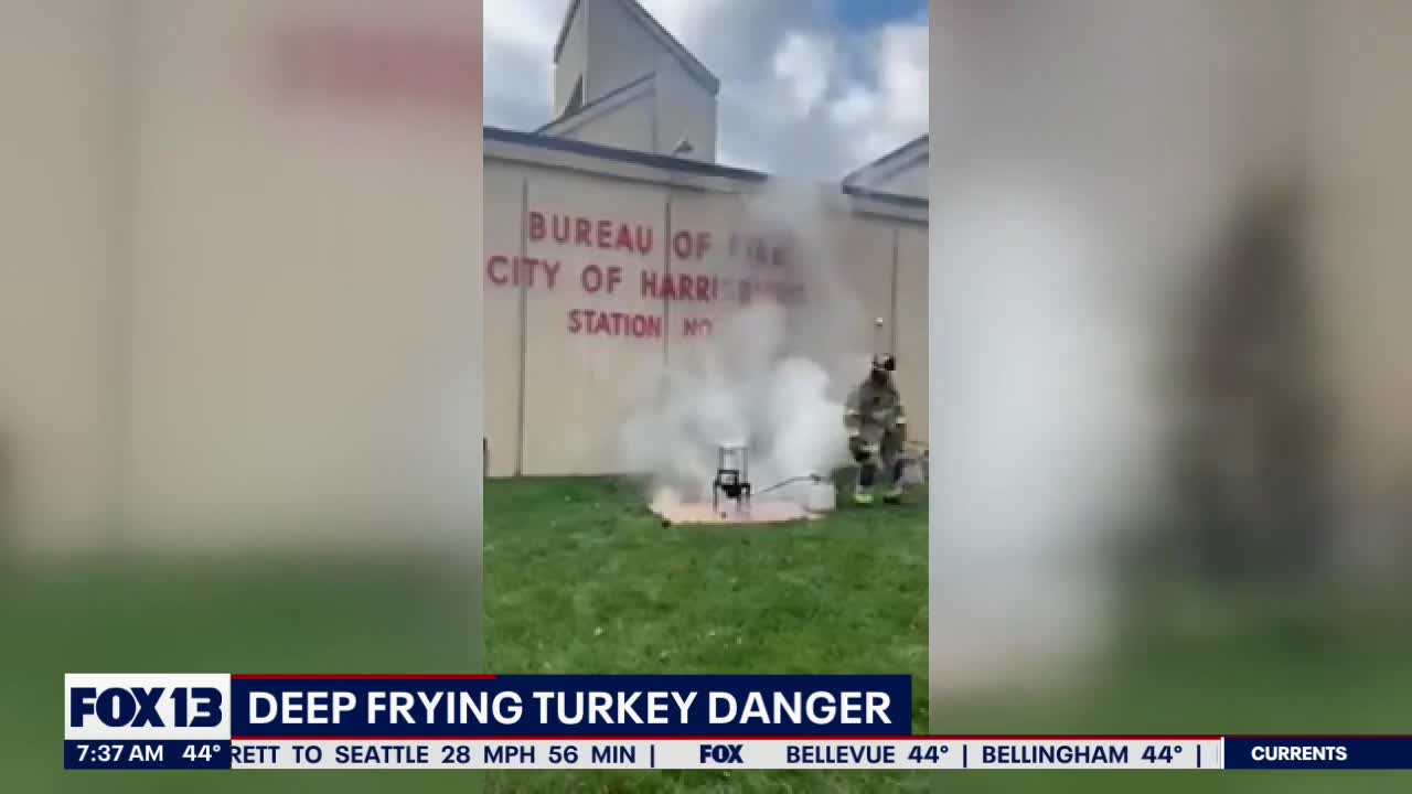 Reminder to be careful when deep frying Thanksgiving turkey