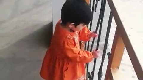 Small age girl enjoying in resthouse and looking so cute