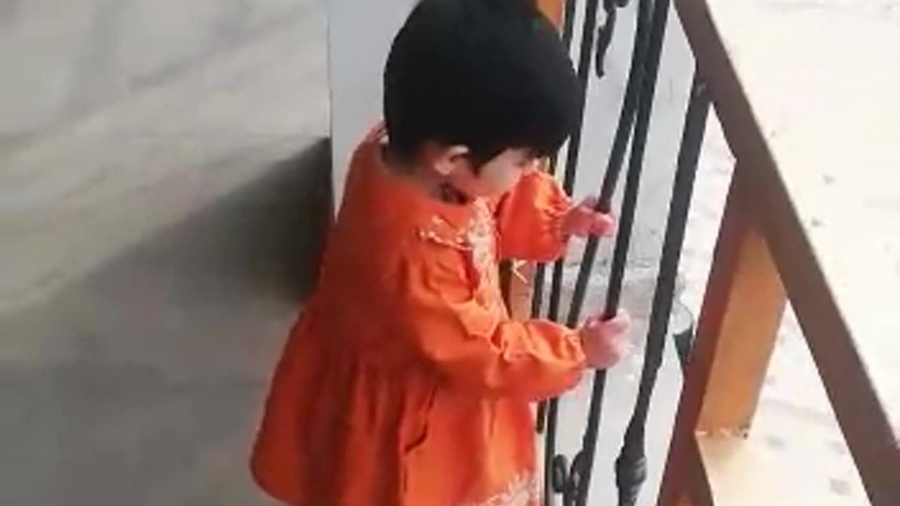 Small age girl enjoying in resthouse and looking so cute