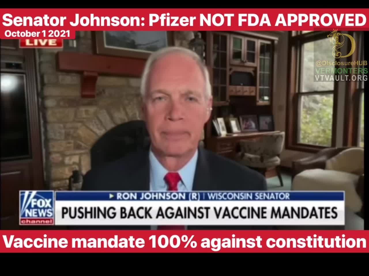 【SENATOR JOHNSON: Pfizer💉 Not FDA Approved‼️】上院議員ジョンソン：ファイザー💉はFDA承認されていません‼️