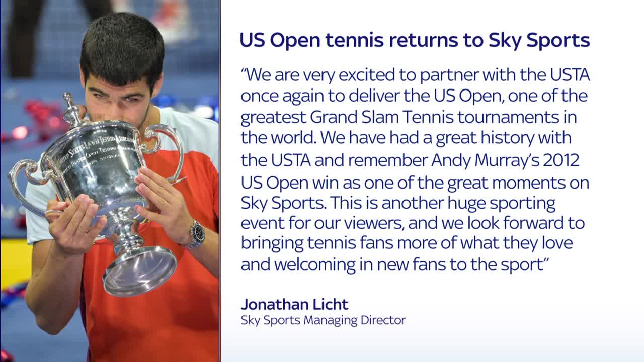 US Open tennis to return to Sky Sports from 2023