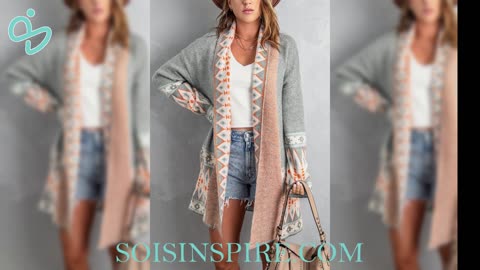 Geometric Open Front Long Sleeve Cardigan #cardiganfashion #cardiganstyle #cardiganoftheday