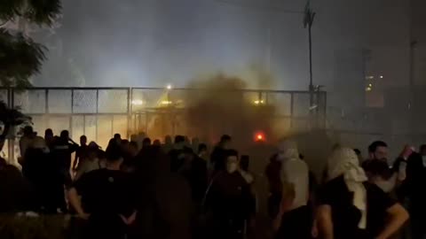 BREAKING: Fires set by protesters outside of the US Embassy in Beirut, Lebanon