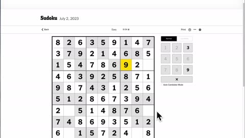 Sudoku 2023-07-02 easy featuring my wife