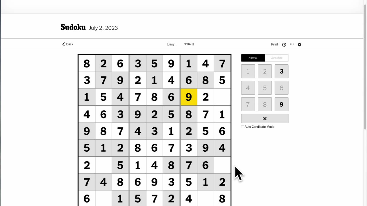 Sudoku 2023-07-02 easy featuring my wife