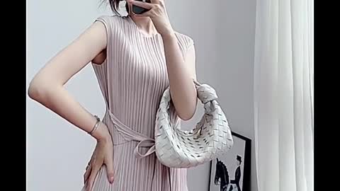 Miyake Summer Temperament Self-cultivation Strap Slimming Blouse Female Fold Fashion