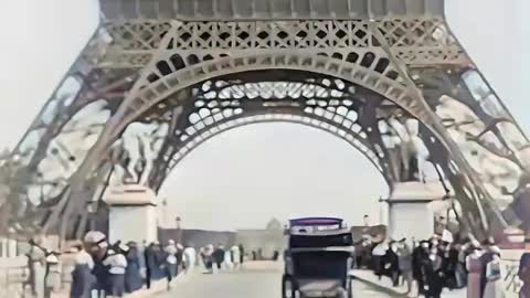 Paris 1920s in color, Trip On the Seine & Eiffel Tower [60fps, Remastered] w_sound design added