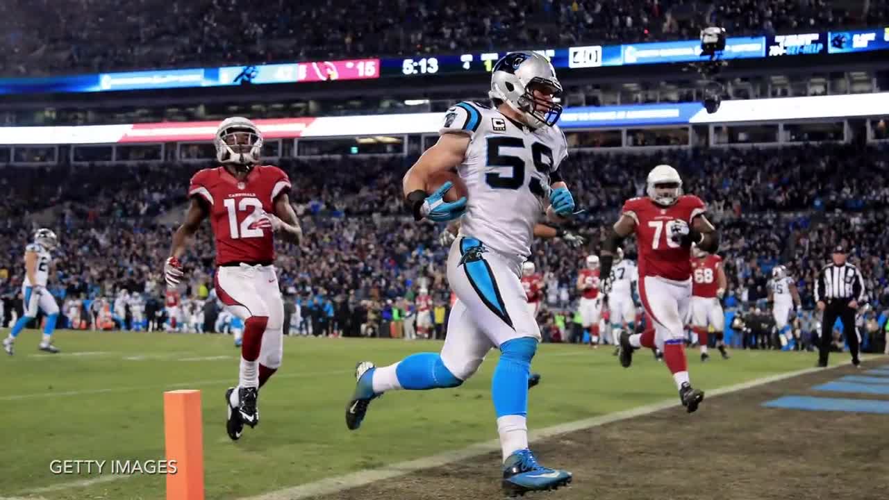 Panthers Fan Falls out of the Stands Trying to High Five Luke Kuechly After TD