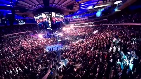 President-elect Donald Trump arrives at Madison Square Garden alongside Elon Musk