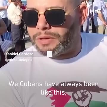 Cuban President Miguel Diaz-Canel led thousands of protesters in a pro-Palestine march