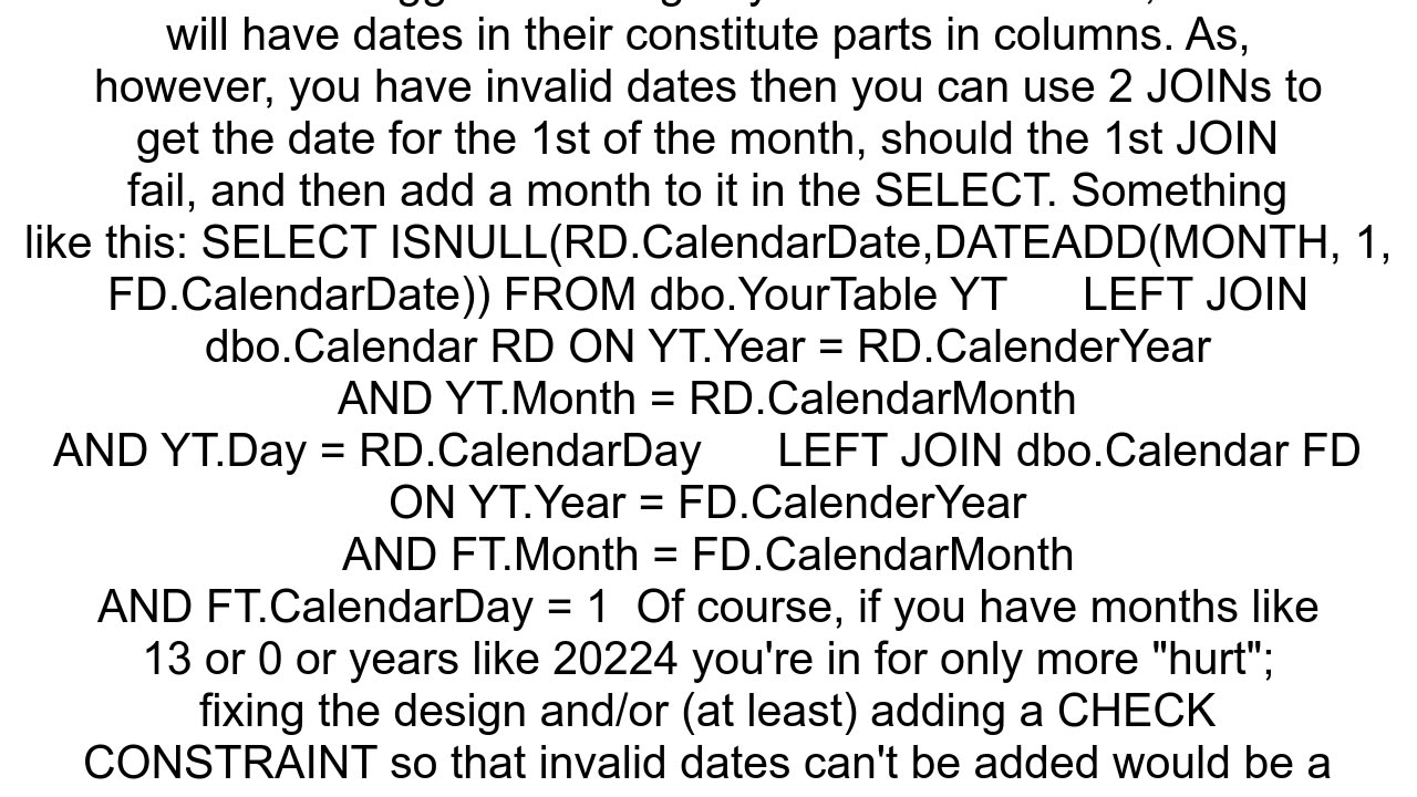 Handling outofrange day of month with DATEFROMPARTS