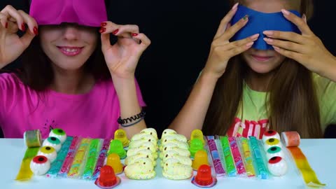 ASMR Candy Race with Closed Eyes (Gummy Eyeballs, Jelly Straws, Peeps Marshmallow)