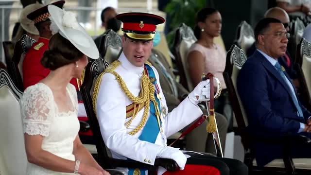 Britain's William and Kate attend cadet parade in Jamaica