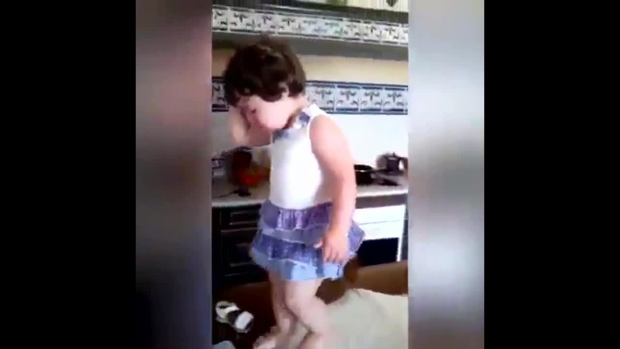 Try not to laugh challenge with funny little girl with selfie