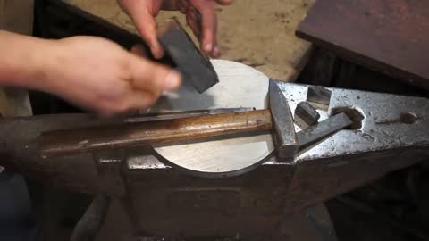 Damascus steel from two tape measures and 100 blades of stationery knives-14