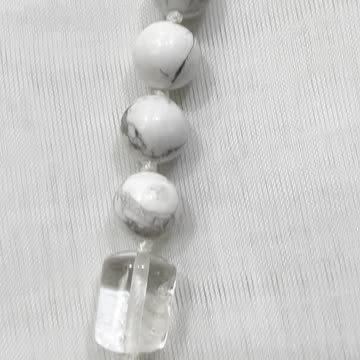 Handmade + Knotting Unique 21” Necklace with Moonstone, Agate, Jasper, Howlite