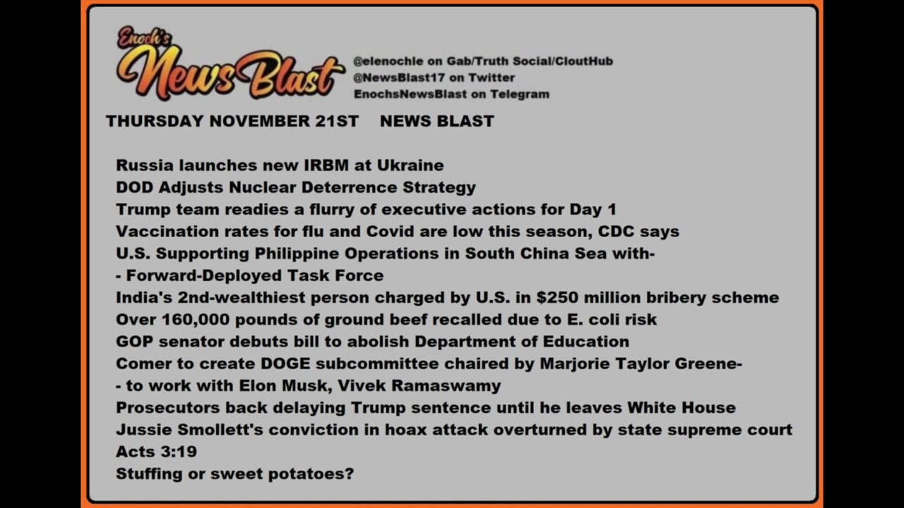 Thursday, November 21, 2024 News Blast