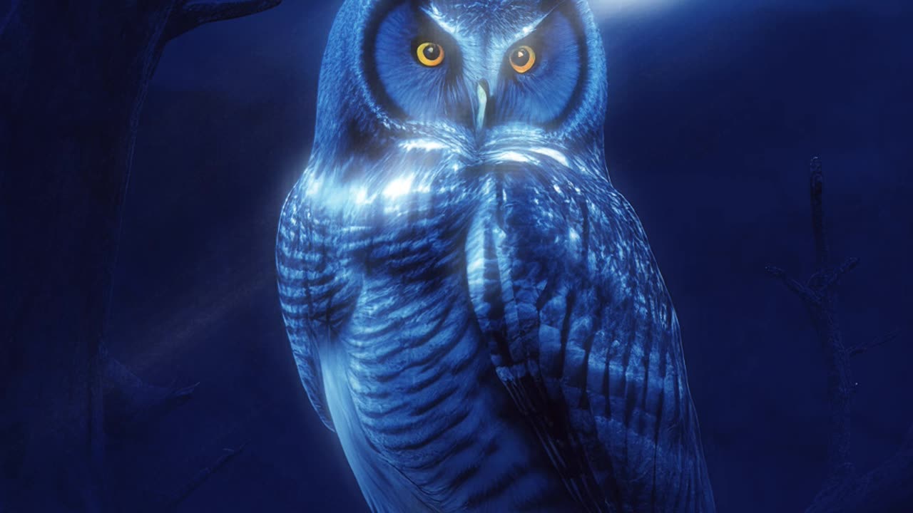 Owls | Full Moon | Dark Night | Mysterious Atmosphere | Digital Art | AI Art