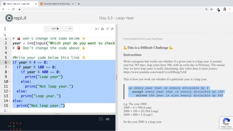 Day-3 Part-32 -Beginner- Coding Exercise Leap Year - Learn Python