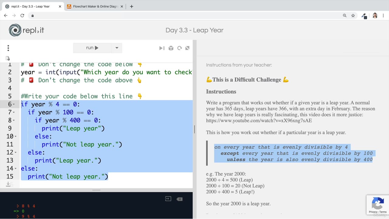 Day-3 Part-32 -Beginner- Coding Exercise Leap Year - Learn Python