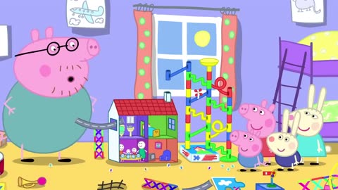 Peppa Pig And Daddy Pig Build A Marble Run Together