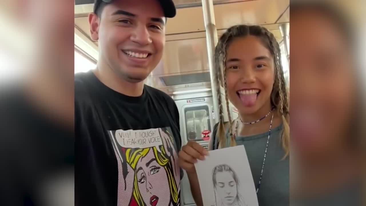 On the subway, I Draw Portraits Of Random Strangers