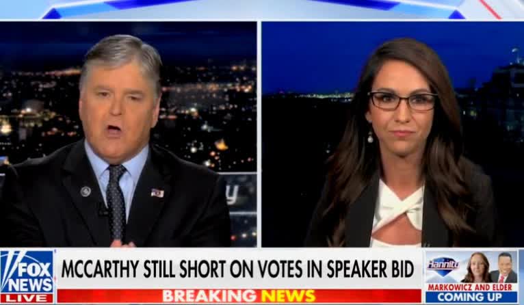 Here we go! Lauren Boebert floats the name and says she will vote for Donald Trump for speaker of the house. WOW! HANNITY JUMPS THE SHARK! Launches Full Frontal Assault on Rep. Lauren Boebert for Not Supporting Kevin McCarthy