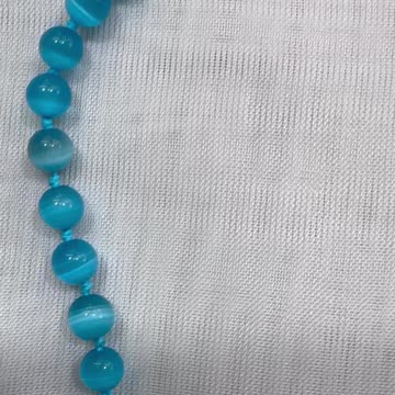 Handmade + Knotting Unique Necklace with Cat Eye Beads, Crystal Peace Sign