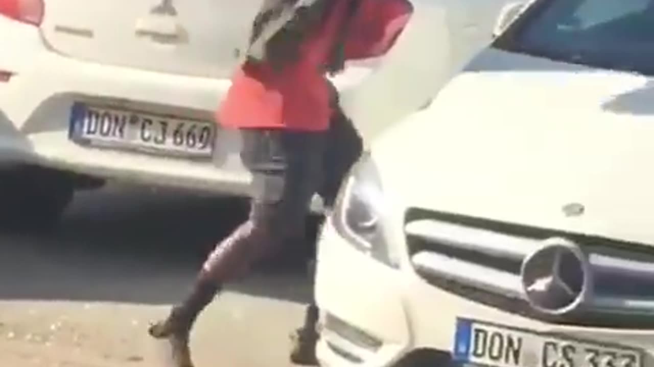 African Muslim Migrant is punishing European Cars