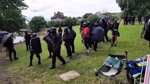 Dem Proxy Terrorists, Antifa, violently attack Christian prayer group in Portland Saturday.