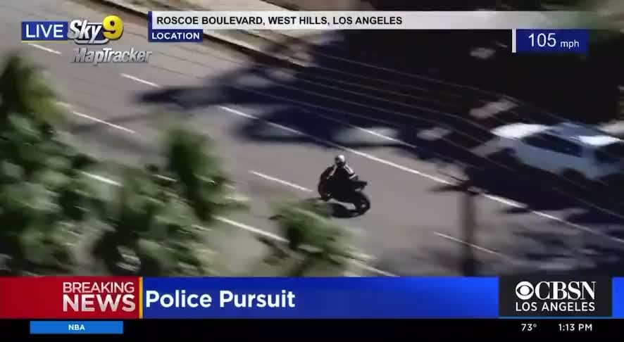 Police pursuit of a motorcycle driver came to a deadly end with a horrific crash in LA