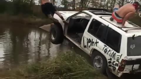 Diving in a car