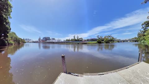 Timelapse on Melbourne Yarra river near Cremorne Railway Bridge