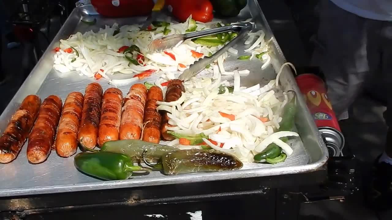 Street food in Los Angeles hot dogs