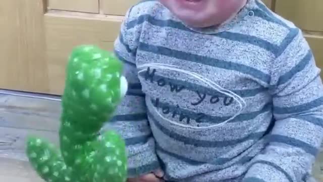 Cute Babies Playing with Dancing Cactus(Hilarious) #shorts #shortvideo #funnybaby