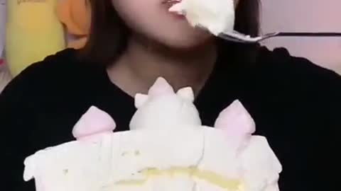 ASMR Eating Full Cream Cake 🍰 / Crepe Cake 🍰