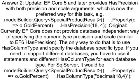 Set decimal precision for query result object