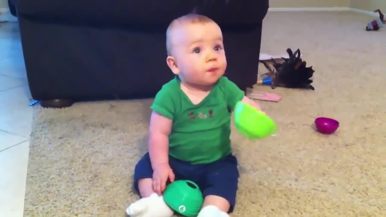 Baby gets happy when Dad comes home!