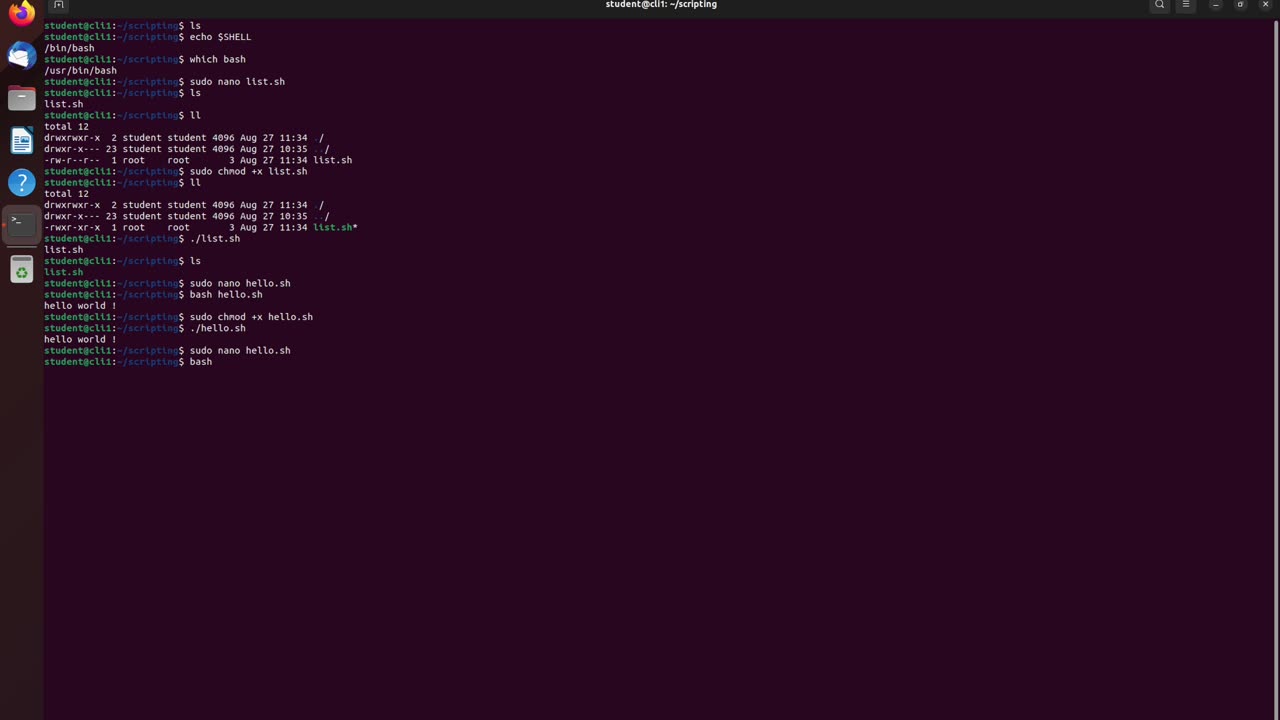 Writing First bash shell Script