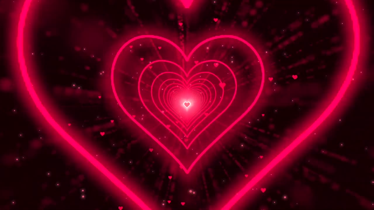 121. Heart Tunnel❤️Red Heart Background Neon Heart Background Video