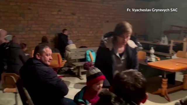 Kyiv residents seek shelter in church