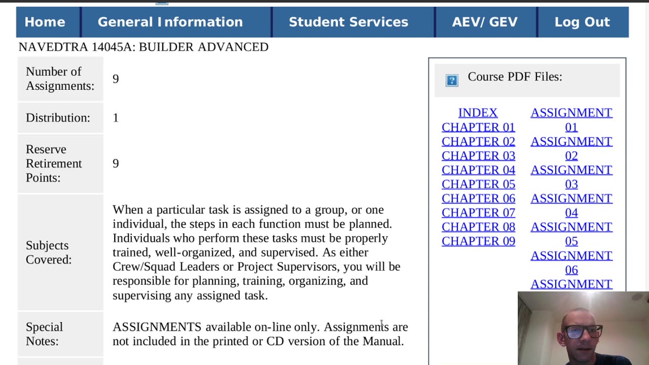 Summary of NAVEDTRA 14045A - Builder (BU) Advanced